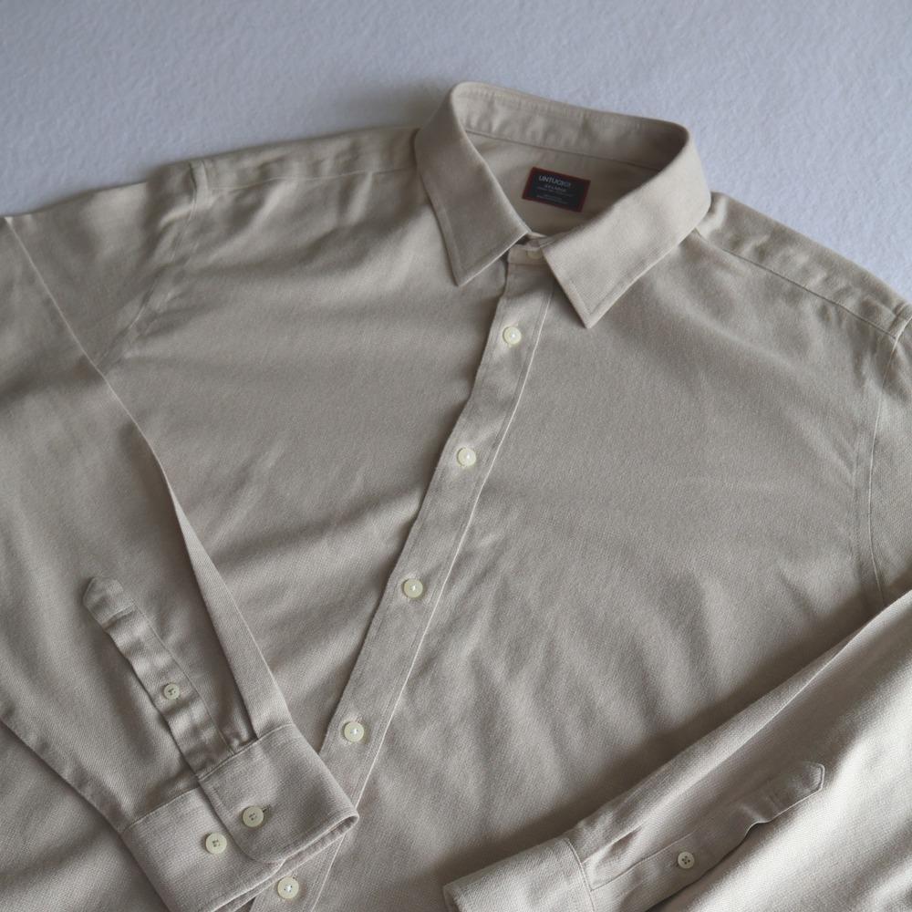 UNTUCKit Mens XXL Tan Veneto Regular Fit Wrinkle Free Button Up Shirt